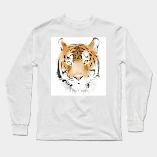 Tiger Head Watercolor Pattern Long Sleeve T-Shirt